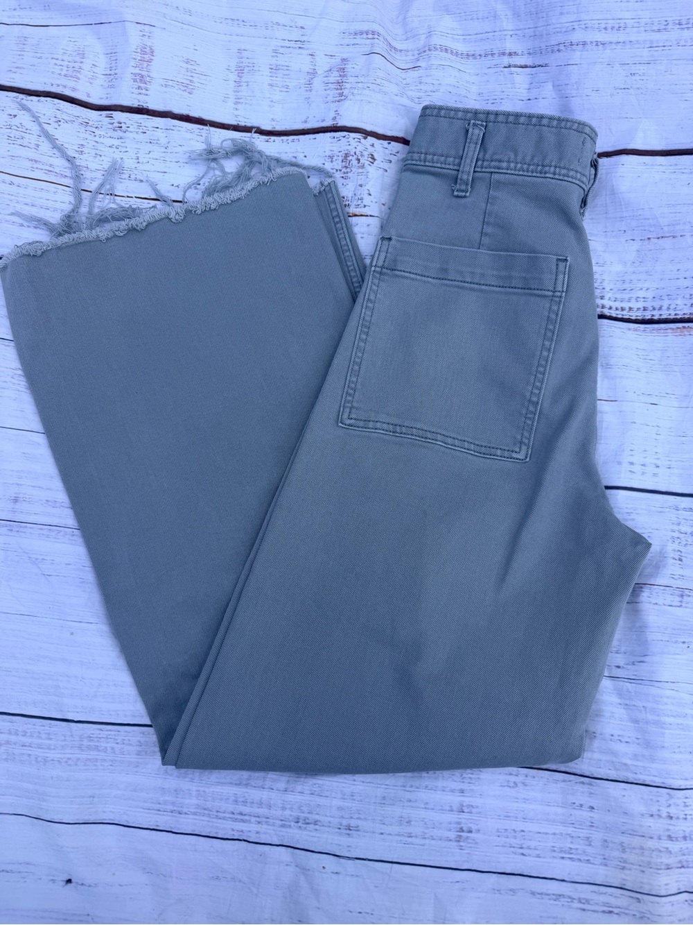 Zara Wide Leg Pants Marine Straight Women’s Green Size 6 Minimalist Chic Casual - Picture 10 of 13